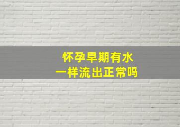 怀孕早期有水一样流出正常吗