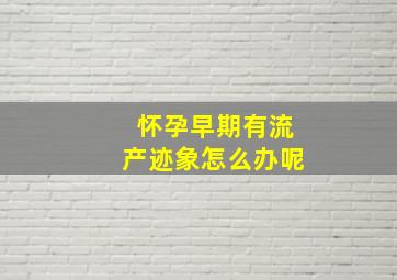 怀孕早期有流产迹象怎么办呢