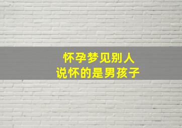 怀孕梦见别人说怀的是男孩子