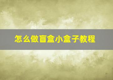 怎么做盲盒小盒子教程