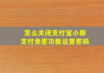 怎么关闭支付宝小额支付免密功能设置密码