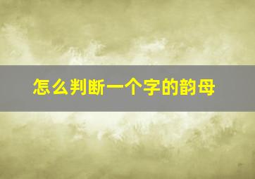 怎么判断一个字的韵母