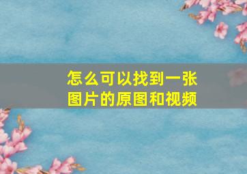 怎么可以找到一张图片的原图和视频