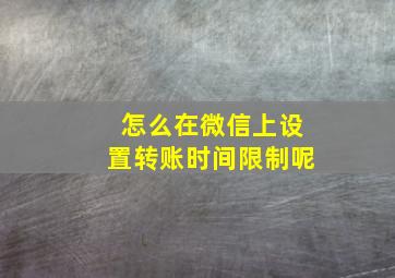 怎么在微信上设置转账时间限制呢