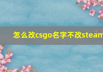 怎么改csgo名字不改steam