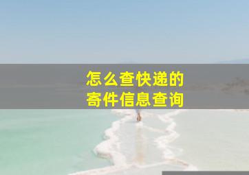 怎么查快递的寄件信息查询