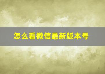 怎么看微信最新版本号