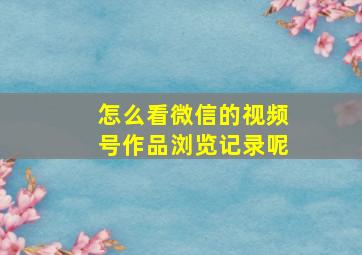 怎么看微信的视频号作品浏览记录呢