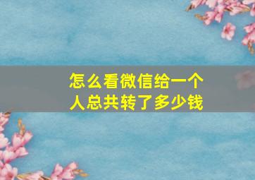 怎么看微信给一个人总共转了多少钱