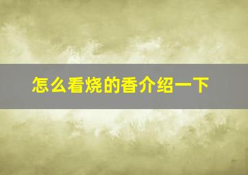 怎么看烧的香介绍一下