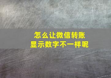 怎么让微信转账显示数字不一样呢