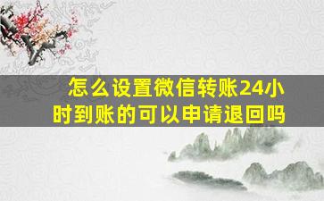 怎么设置微信转账24小时到账的可以申请退回吗