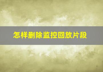 怎样删除监控回放片段