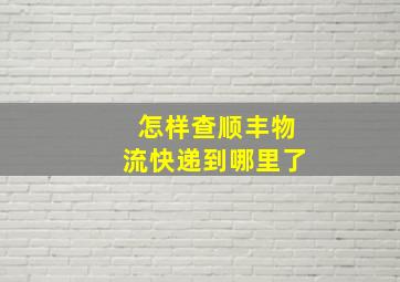 怎样查顺丰物流快递到哪里了