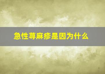 急性荨麻疹是因为什么