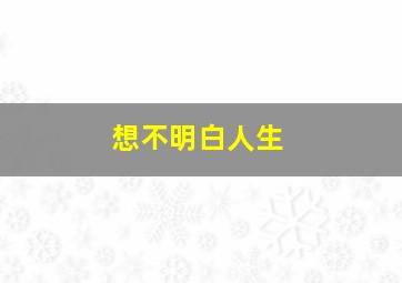 想不明白人生