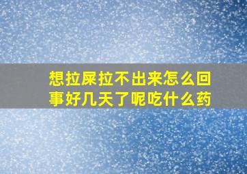 想拉屎拉不出来怎么回事好几天了呢吃什么药