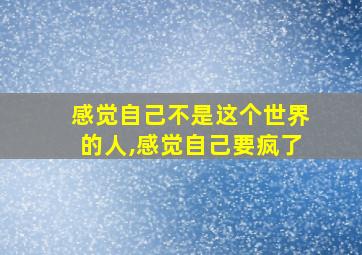 感觉自己不是这个世界的人,感觉自己要疯了