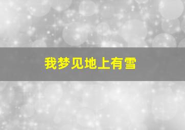 我梦见地上有雪