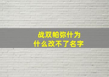 战双帕弥什为什么改不了名字