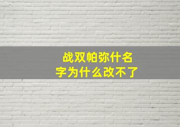 战双帕弥什名字为什么改不了