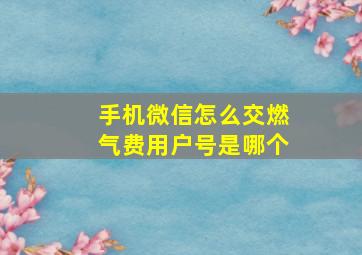 手机微信怎么交燃气费用户号是哪个