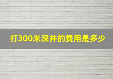 打300米深井的费用是多少