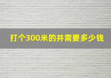 打个300米的井需要多少钱