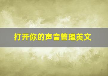 打开你的声音管理英文