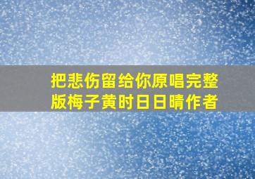 把悲伤留给你原唱完整版梅子黄时日日晴作者