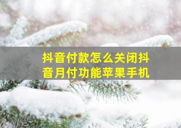 抖音付款怎么关闭抖音月付功能苹果手机