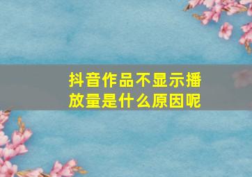 抖音作品不显示播放量是什么原因呢