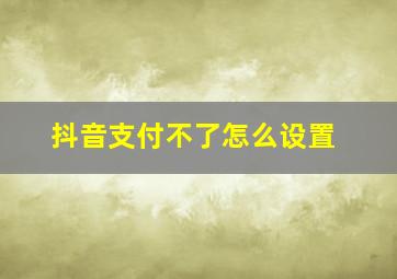 抖音支付不了怎么设置