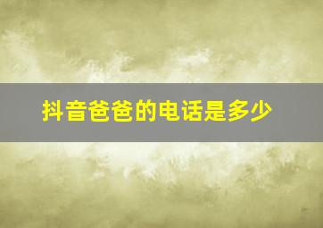 抖音爸爸的电话是多少