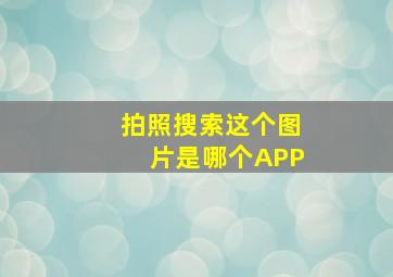 拍照搜索这个图片是哪个APP