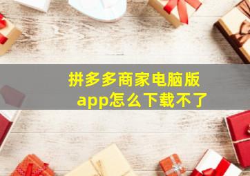 拼多多商家电脑版app怎么下载不了