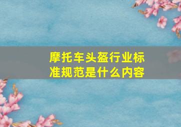 摩托车头盔行业标准规范是什么内容