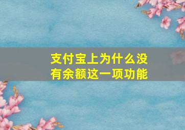 支付宝上为什么没有余额这一项功能