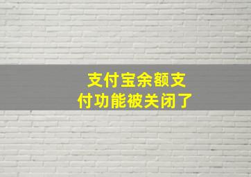 支付宝余额支付功能被关闭了