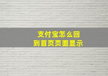 支付宝怎么回到首页页面显示