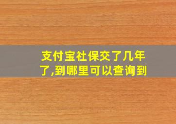 支付宝社保交了几年了,到哪里可以查询到