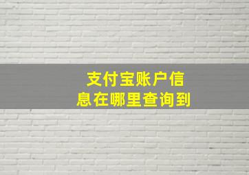 支付宝账户信息在哪里查询到