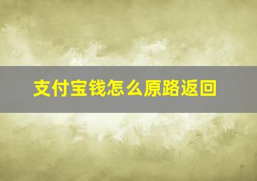 支付宝钱怎么原路返回