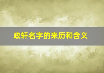 政轩名字的来历和含义