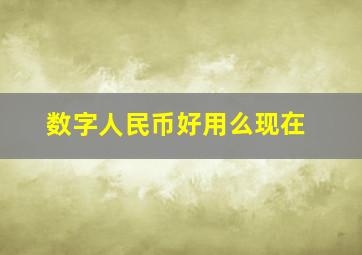 数字人民币好用么现在