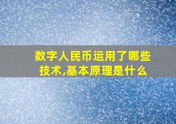 数字人民币运用了哪些技术,基本原理是什么