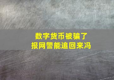 数字货币被骗了报网警能追回来冯