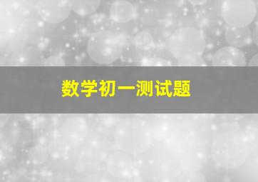 数学初一测试题