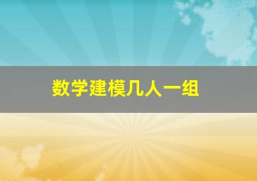 数学建模几人一组