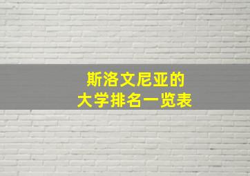 斯洛文尼亚的大学排名一览表